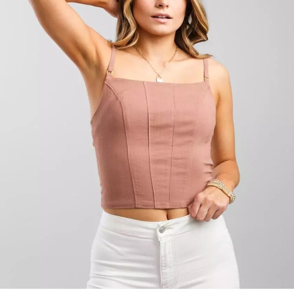 Free People Back On Track Cropped Cami Tank Top Strawberry Roan XS O262